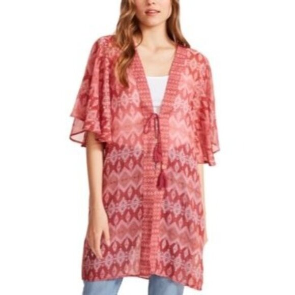 Steve Madden  Printed Short Sleeve Kimono, OS, Terracotta - Picture 1 of 8